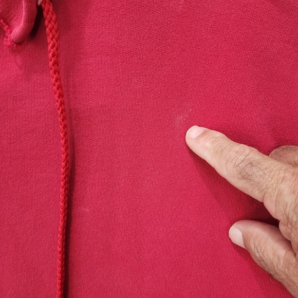 Vintage Hanes Ultimate Cotton Hoodie Red PrintPro Heavyweight Blank Sweatshirt M - Picture 6 of 7
